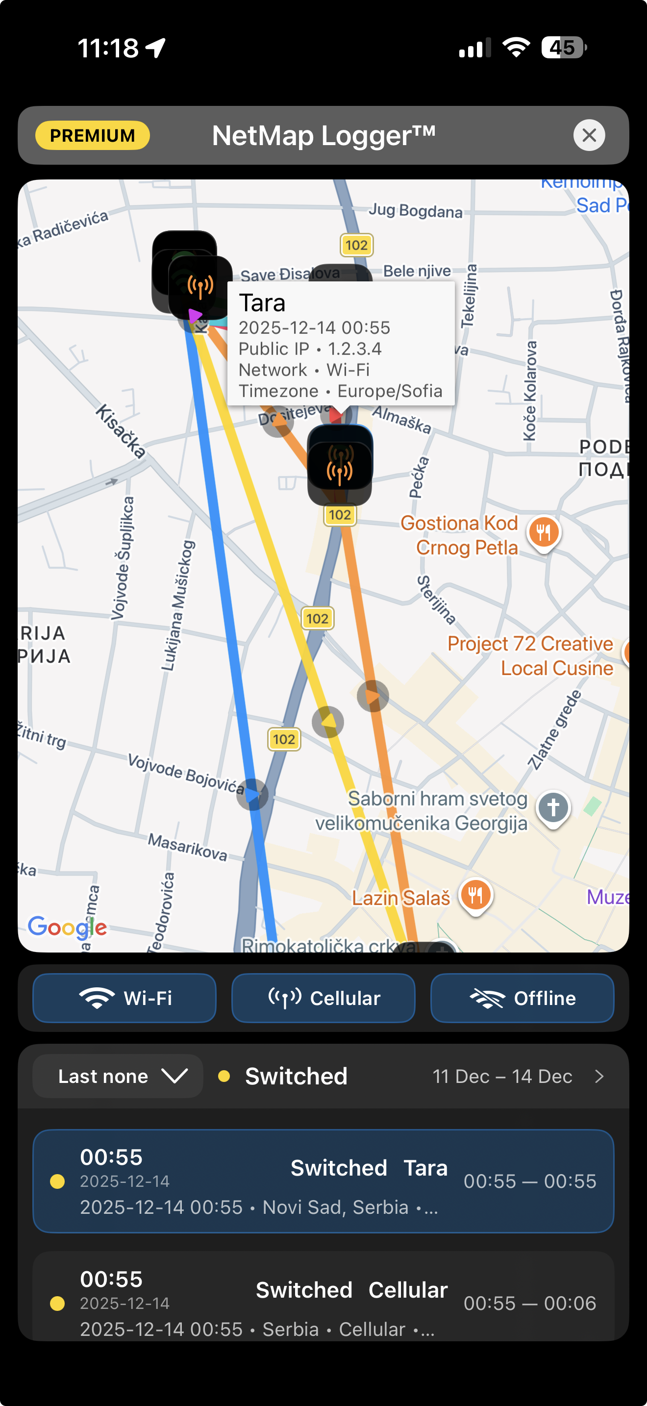 NetMap Logger™ screen